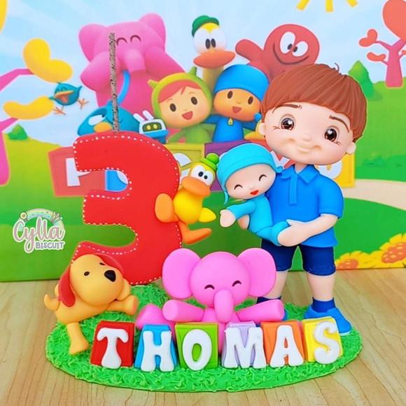 Topo de Bolo Personalizado Pocoyo em Biscuit