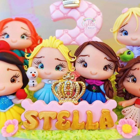Topo de Bolo Princesas de Biscuit