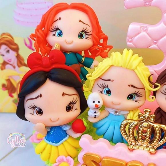 Topo de Bolo Princesas de Biscuit