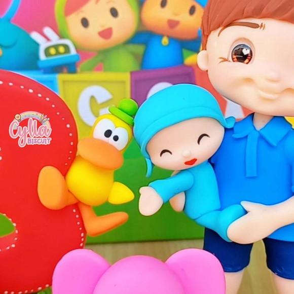 Topo de Bolo Personalizado Pocoyo em Biscuit