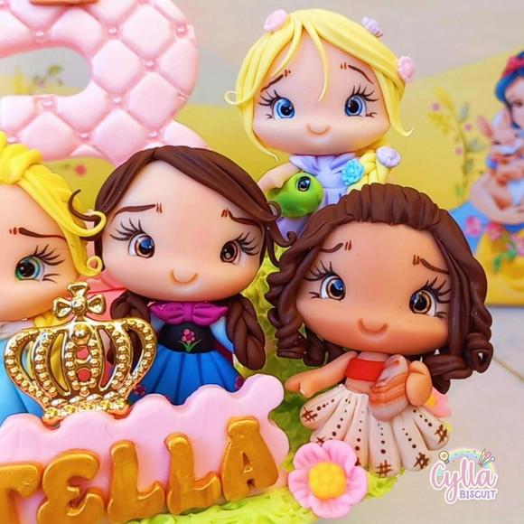 Topo de Bolo Princesas de Biscuit