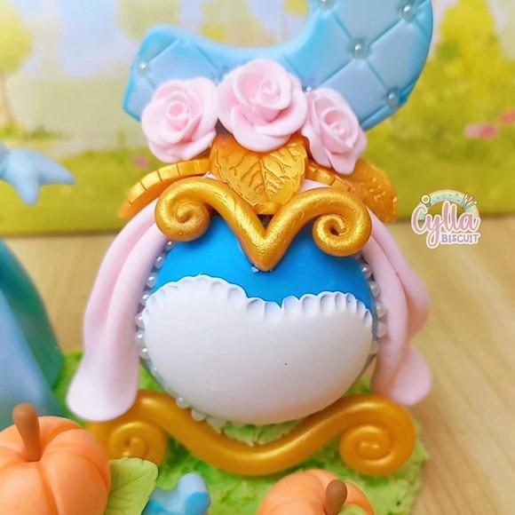 Topo de Bolo Vela Princesa Cinderela de Biscuit