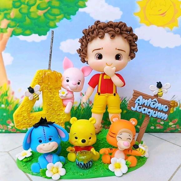 Topo de Bolo Vela Ursinho Pooh
