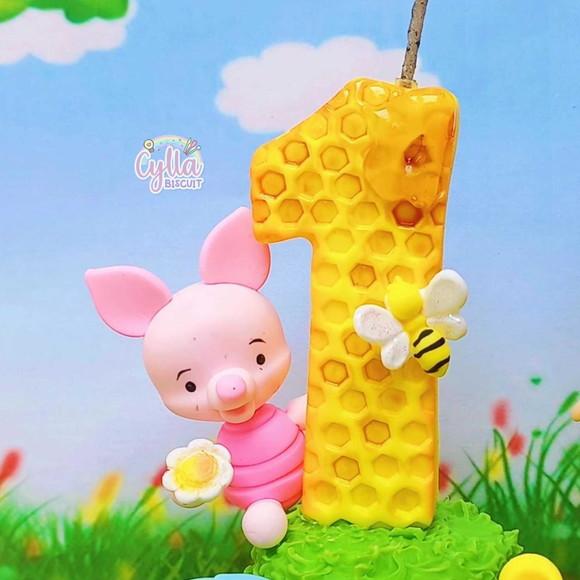 Topo de Bolo Vela Ursinho Pooh