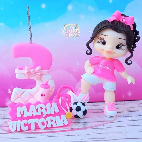 Vela Barbie Futebol em Biscuit