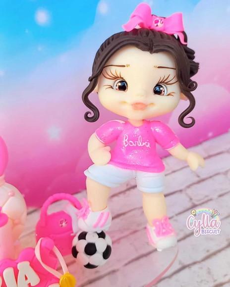 Vela Barbie Futebol em Biscuit