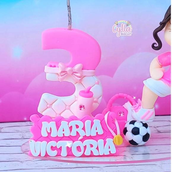 Vela Barbie Futebol em Biscuit