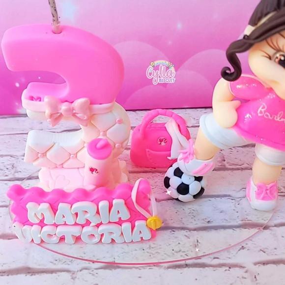 Vela Barbie Futebol em Biscuit