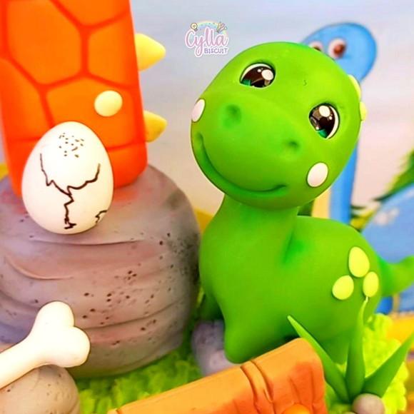 Vela Dinossauro Baby Topo de Bolo Biscuit