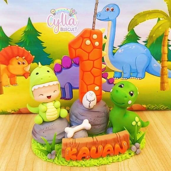 Vela Dinossauro Baby Topo de Bolo Biscuit