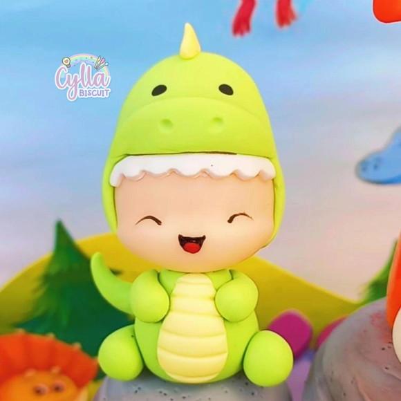 Vela Dinossauro Baby Topo de Bolo Biscuit