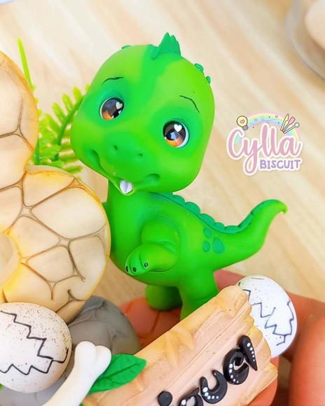 Vela Dinossauro Baby Topo de Bolo Biscuit