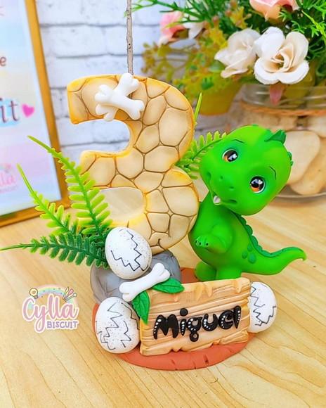 Vela Dinossauro Baby Topo de Bolo Biscuit