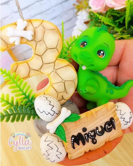Vela Dinossauro Baby Topo de Bolo Biscuit
