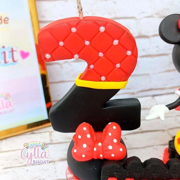 Vela Minnie Vermelhatopo de Bolo Biscuit