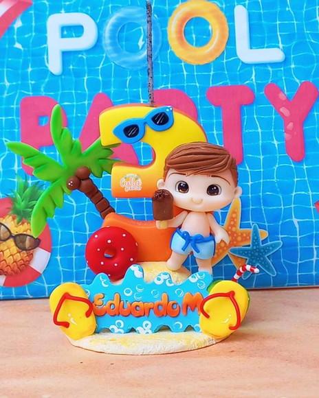 Vela Pool Party Menino em Biscuit