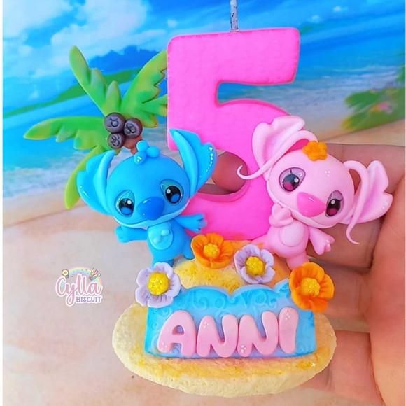 Vela Stitch e Angel em Biscuit