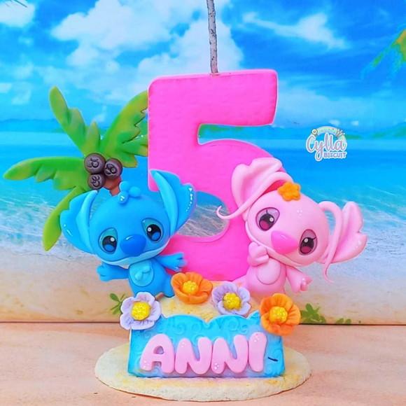 Vela Stitch e Angel em Biscuit