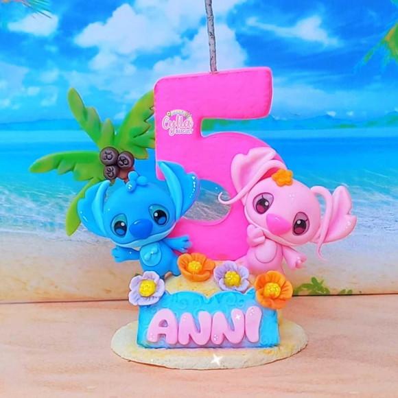 Vela Stitch e Angel em Biscuit