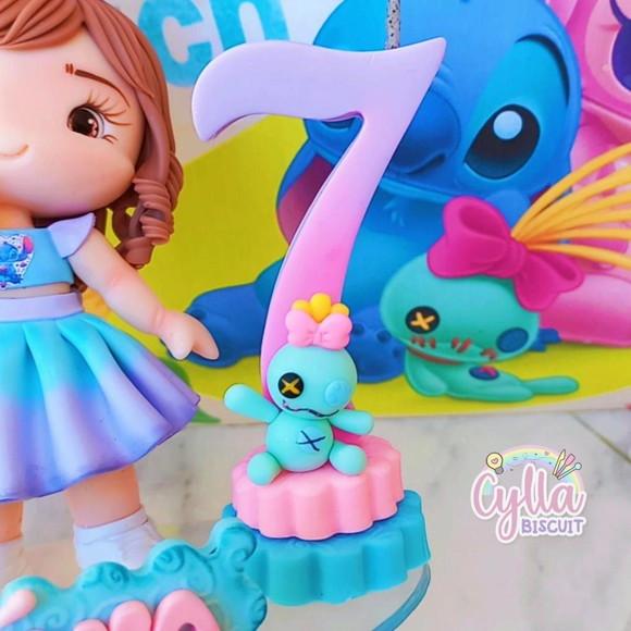 Vela Stitch e Menina em Biscuit