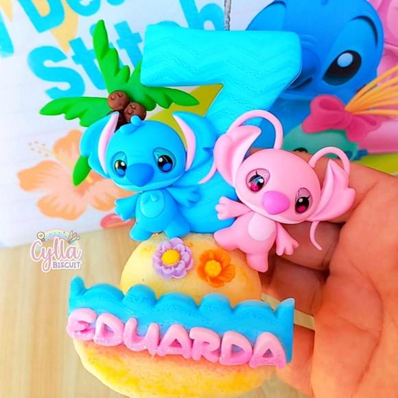 Vela Stitch e Angel em Biscuit