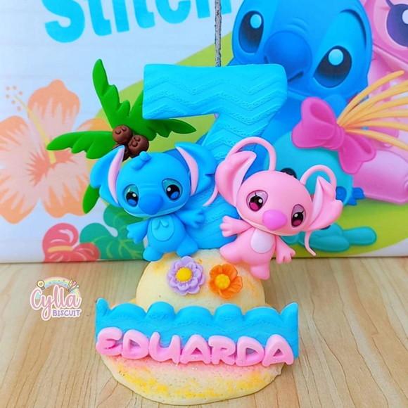 Vela Stitch e Angel em Biscuit