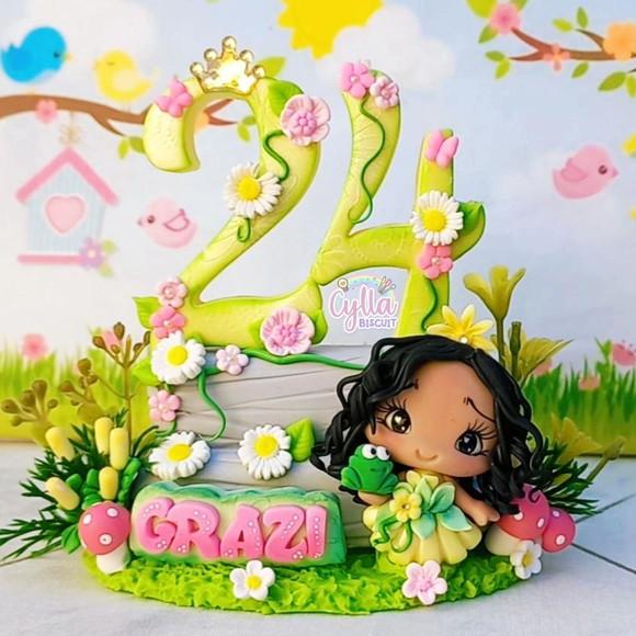 Vela Tiana Princesa e o Sapo em Biscuit
