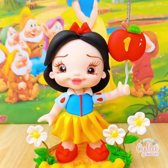 Vela Topo de Bolo Branca de Neve Biscuit