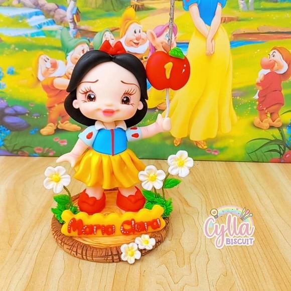 Vela Topo de Bolo Branca de Neve Biscuit