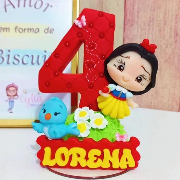 Vela Topo de Bolo Branca de Neve Biscuit