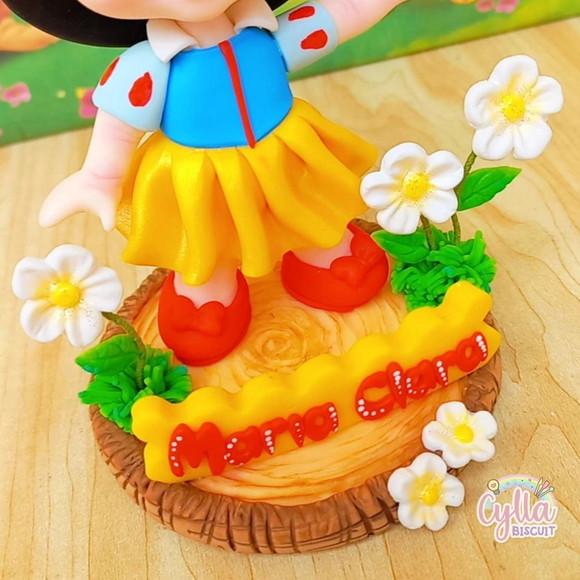 Vela Topo de Bolo Branca de Neve Biscuit