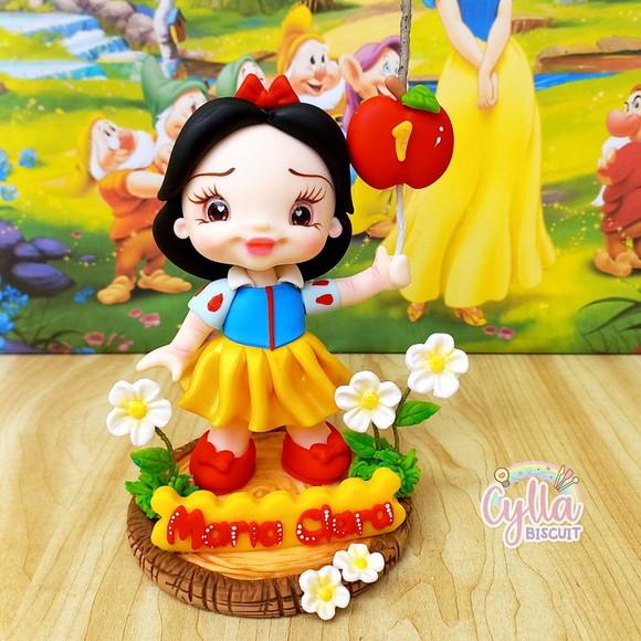 Vela Topo de Bolo Branca de Neve Biscuit