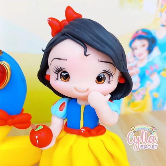 Vela Topo de Bolo Branca de Neve Biscuit