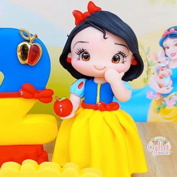 Vela Topo de Bolo Branca de Neve Biscuit