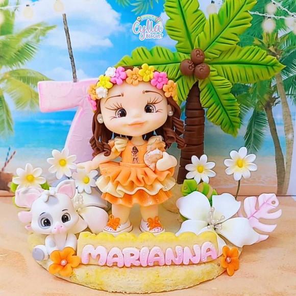 Vela Topo de Bolo Cenário Moana Baby Biscuit