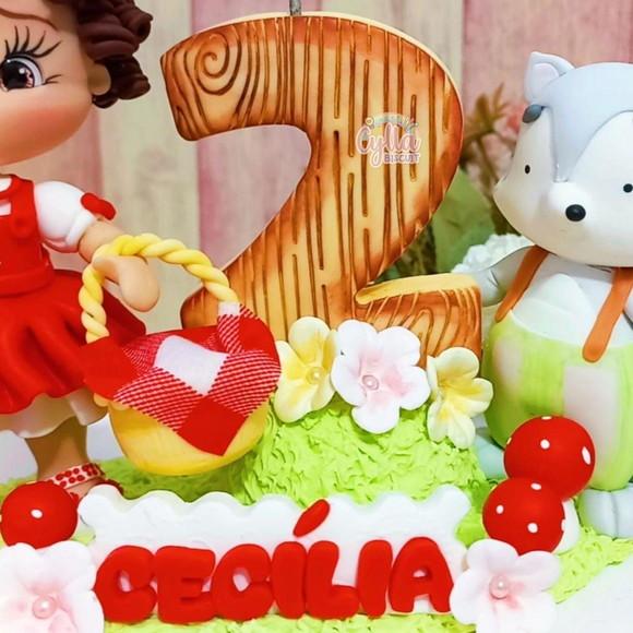 Vela Topo de Bolo Chapeuzinho Vemelho em Biscuit