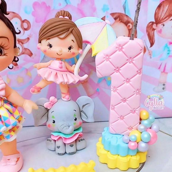 Vela Topo de Bolo Circo Rosa