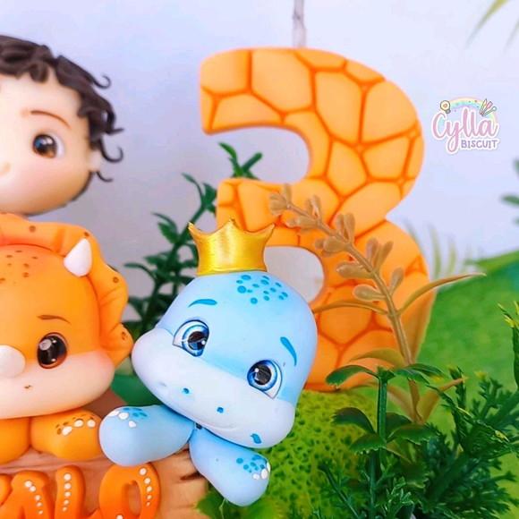 Vela Topo de Bolo Dinossauros Baby Biscuit
