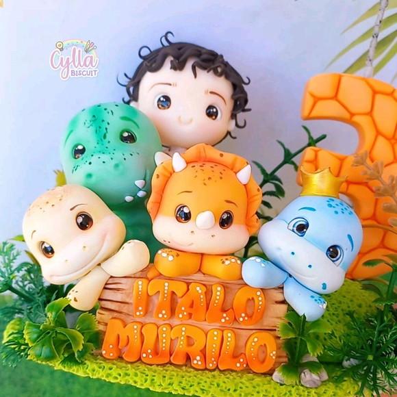 Vela Topo de Bolo Dinossauros Baby Biscuit