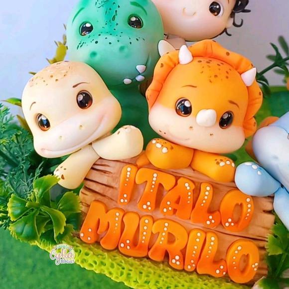 Vela Topo de Bolo Dinossauros Baby Biscuit