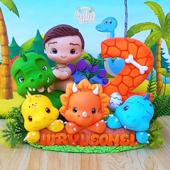 Vela Topo de Bolo Dinossauros Baby Biscuit