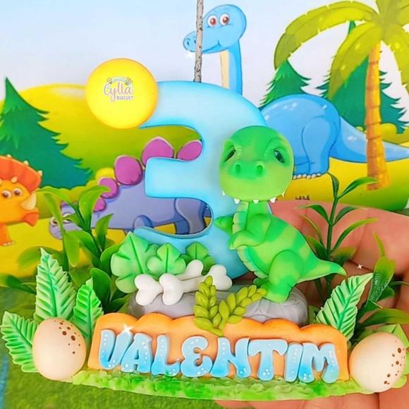 Vela Topo de Bolo Dinossauros Baby Biscuit