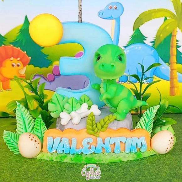 Vela Topo de Bolo Dinossauros Baby Biscuit