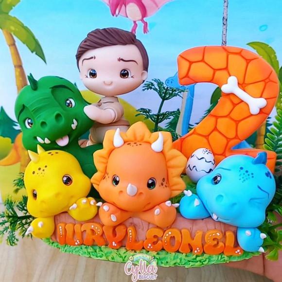 Vela Topo de Bolo Dinossauros Baby Biscuit