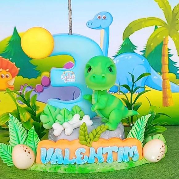 Vela Topo de Bolo Dinossauros Baby Biscuit