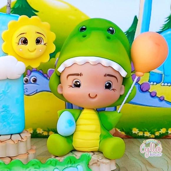 Vela Topo de Bolo Dinossauros Baby Biscuit