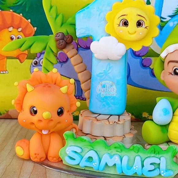 Vela Topo de Bolo Dinossauros Baby Biscuit