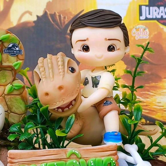 Vela Topo de Bolo Jurassic Word Biscuit