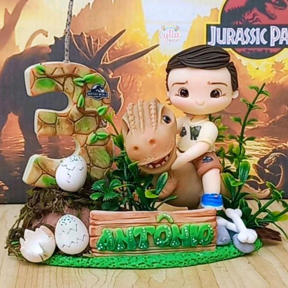 Vela Topo de Bolo Jurassic Word Biscuit