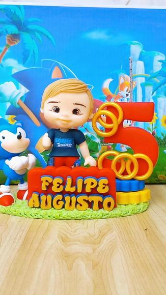 Vela Topo de Bolo Sonic Menino em Biscuit